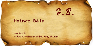Heincz Béla névjegykártya